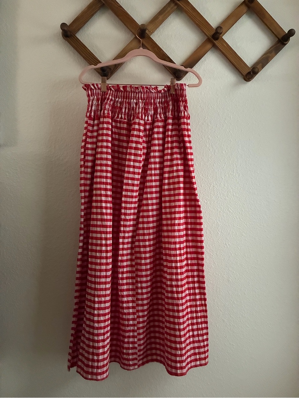 Universal Thread Red & White Gingham Smocked Maxi Skirt M
